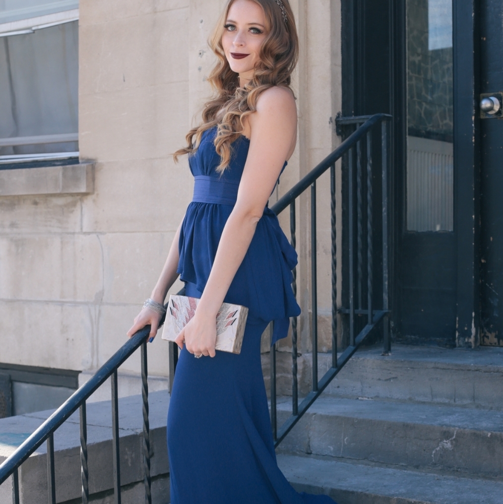 Dark Blue BCBG strapless gown size 2